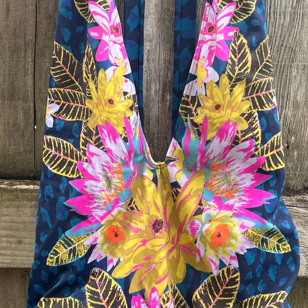 Free People Floral One Piece in Blue and Yellow